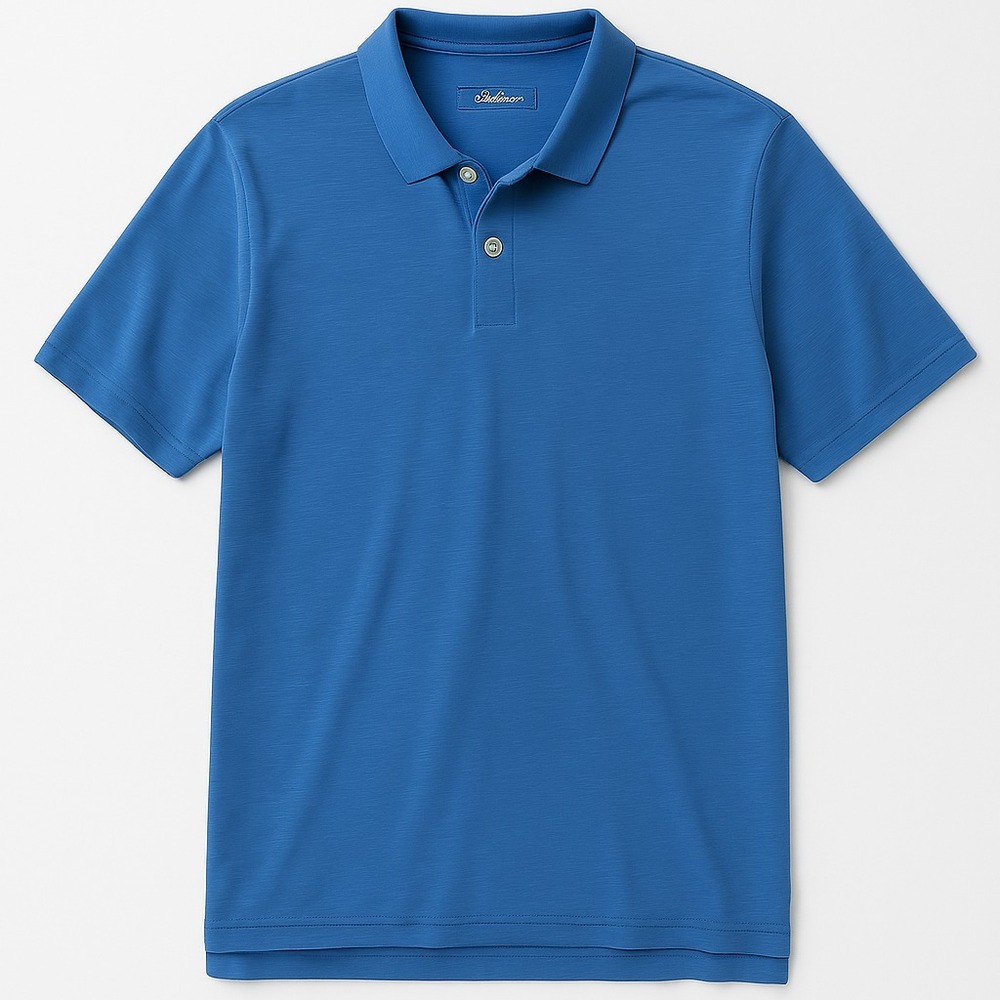 EDDIE BAUER Men's Polo Shirt XL Blue Textured Active Fit Short Sleeve Golf Casua
